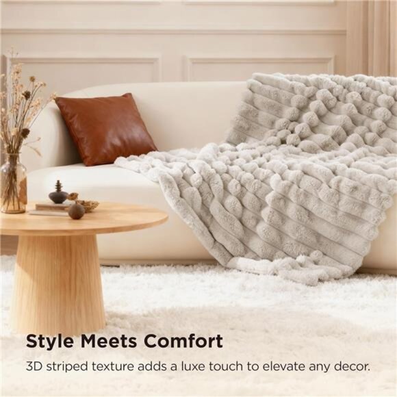 Faux Fur Throw Blanket Soft Cozy Luxury Christmas Blanket Couch Sofa Bed Winter - Picture 4 of 8